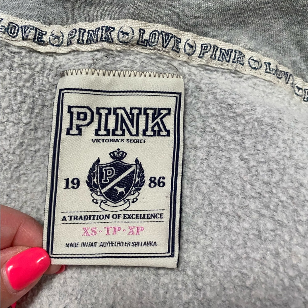 Pink Victoria’s Secret hoodie sweater jacket grey XS - Picture 8 of 10